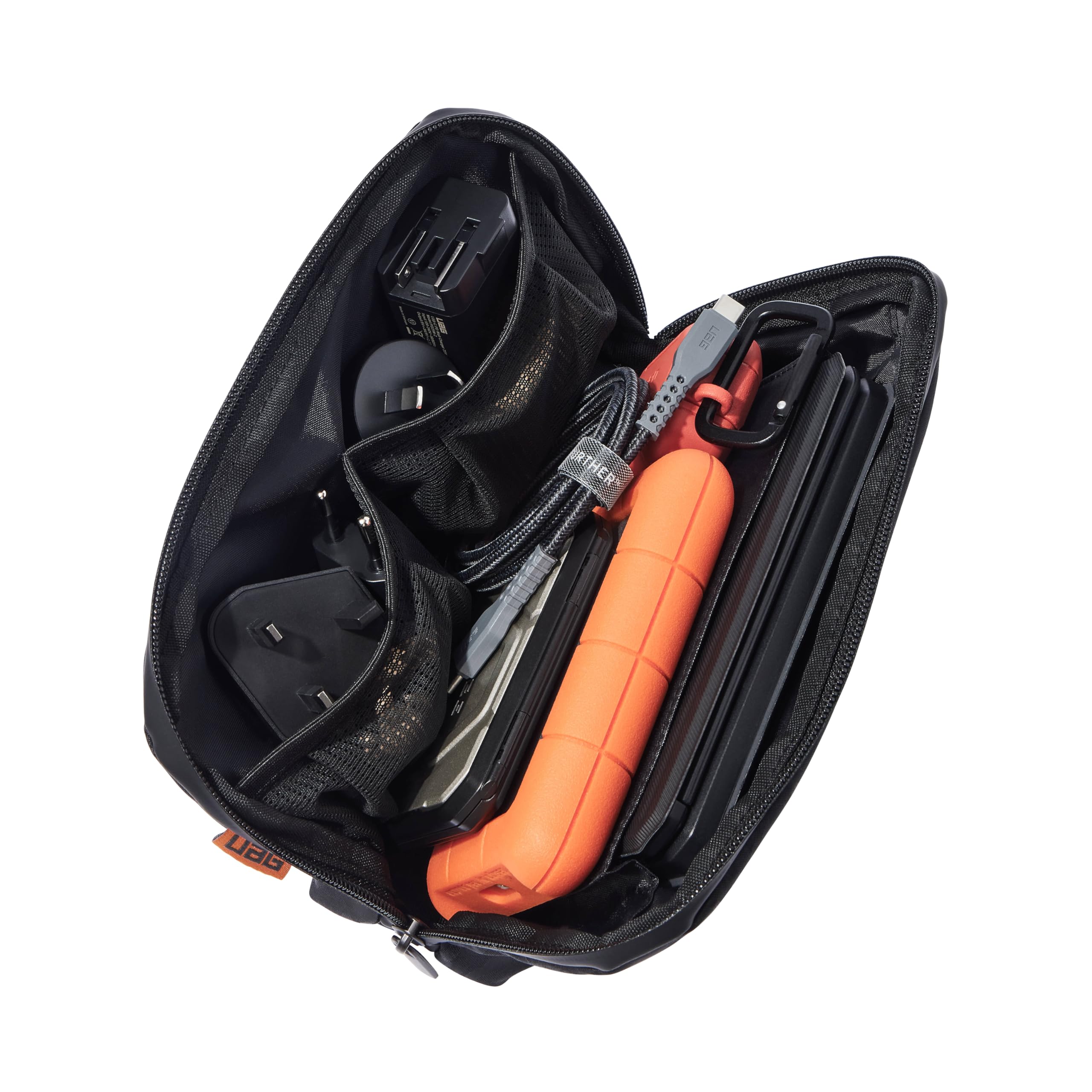 UAG SRGE 3-in-1 Travel Desktop Charger 15W Foldable Wireless Charging Station Compatible with MagSafe for iPhone 15, AirPods, Apple Watch, Black/Gray (25W USB-C PD Charger & Global Adapter Included) - Image 8