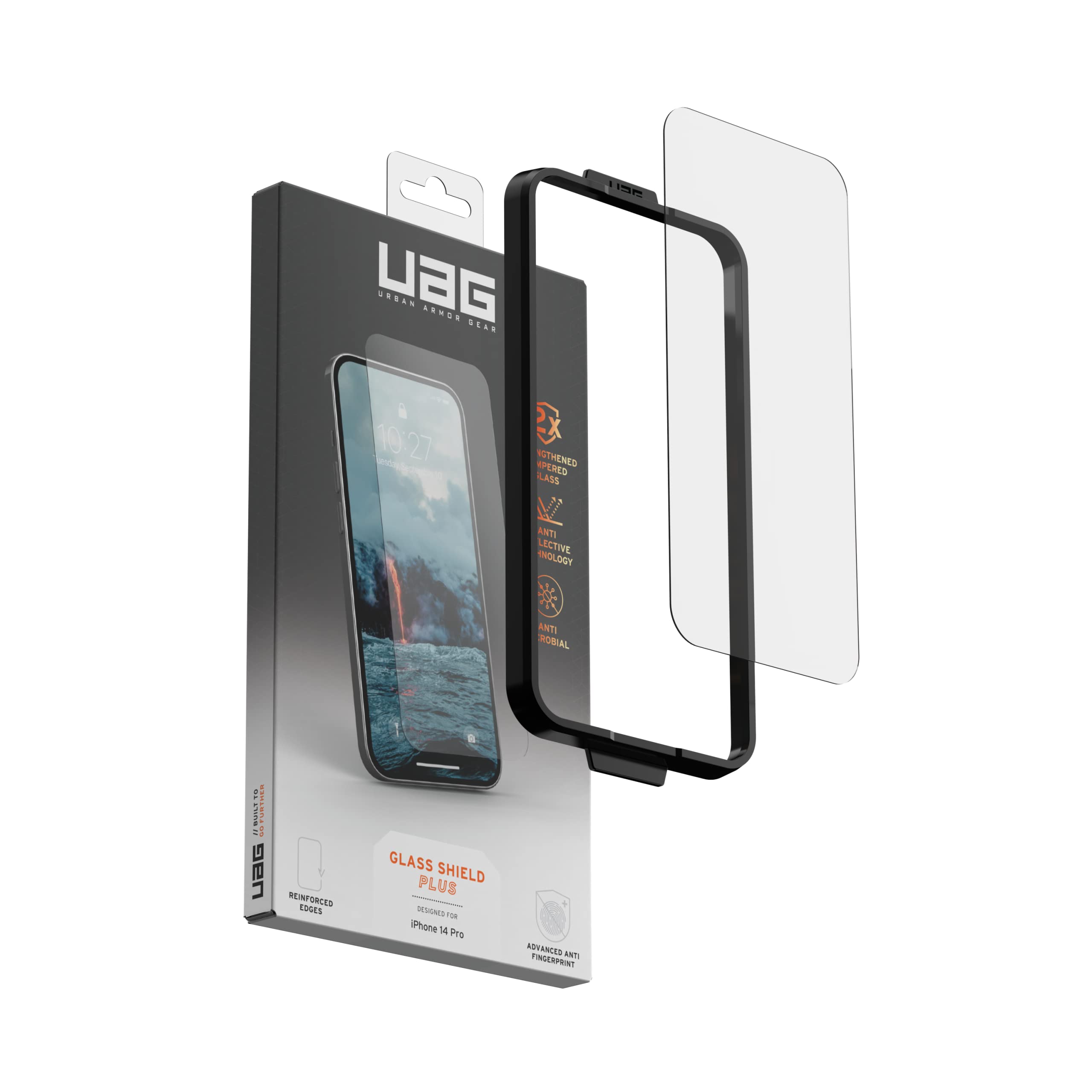 URBAN ARMOR GEAR UAG Designed for iPhone 14 Pro Glass Screen Protector Shield Plus 6.1" Premium Double 9H Strengthened Tempered Glass Ultra-Clear HD Anti-Fingerprint Antimicrobial Anti-Glare Clear - Image 7
