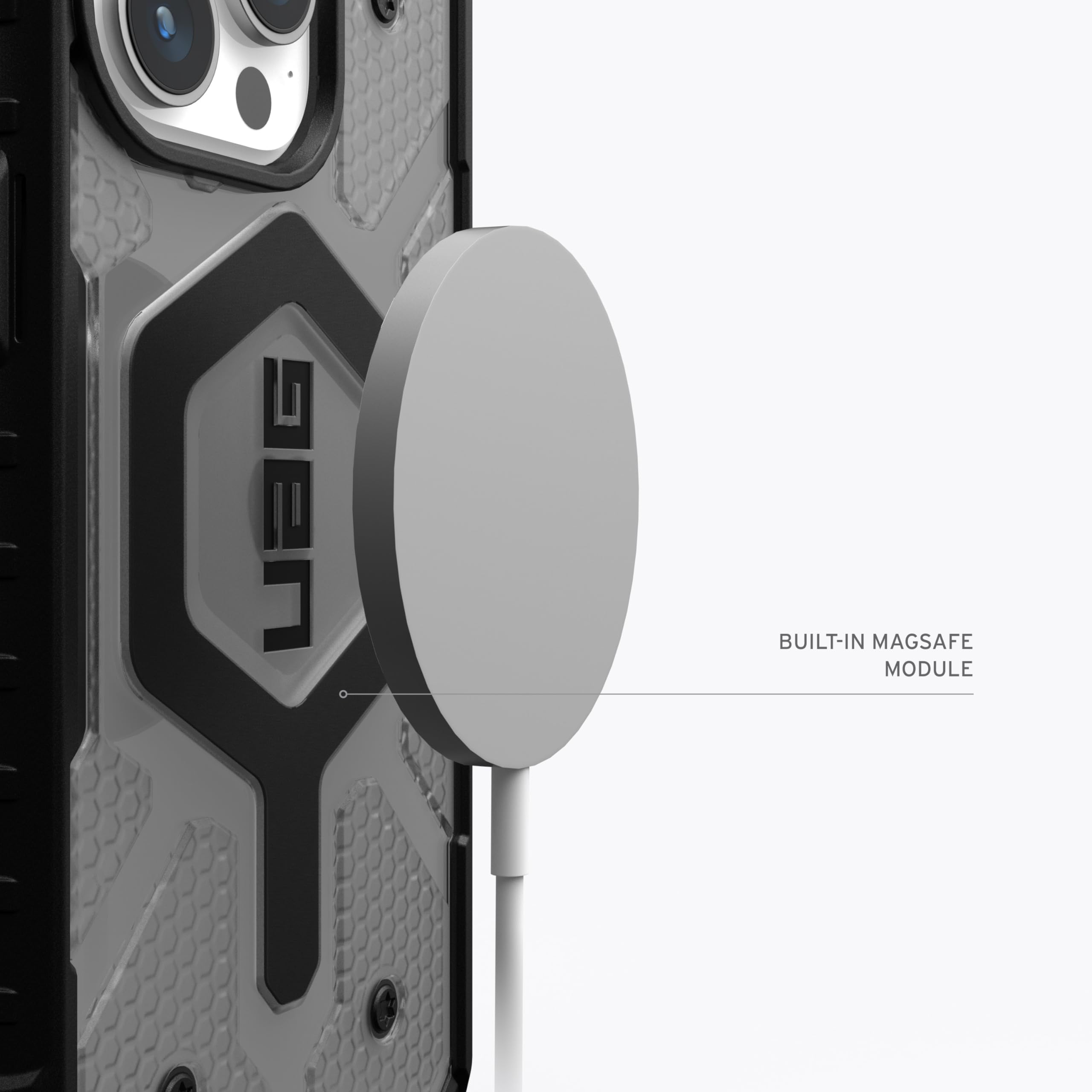URBAN ARMOR GEAR UAG Case [Updated Version] Compatible with iPhone 15 Pro 6.1" Pathfinder Clear Ash/Black Built-in Magnet Compatible with MagSafe Charging Rugged Transparent Dropproof Protective Cover - Image 4