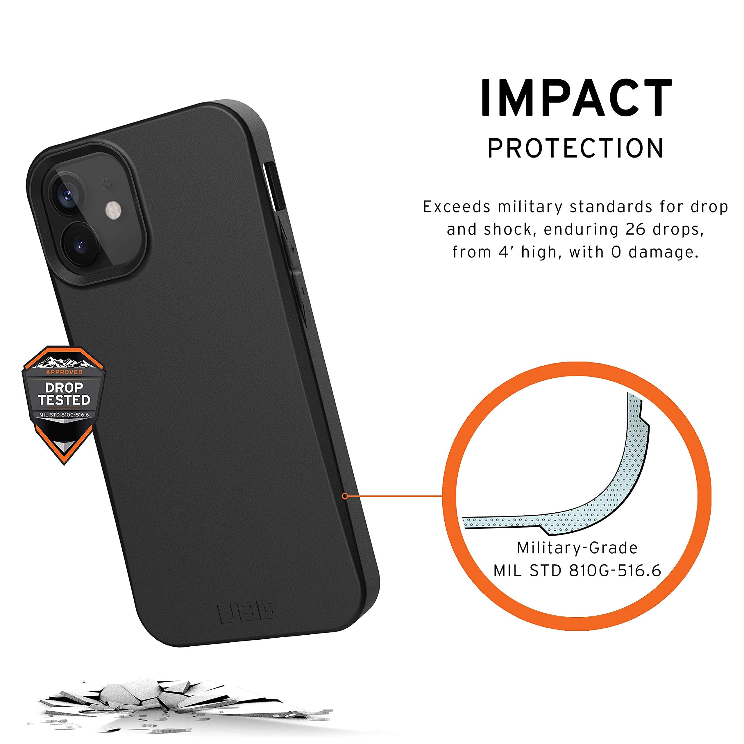 URBAN ARMOR GEAR UAG Designed for iPhone 12 Mini Case [5.4-inch Screen] 100% Mindful Eco-Friendly Ultra Slim Outback Protective Cover, Black - Image 3