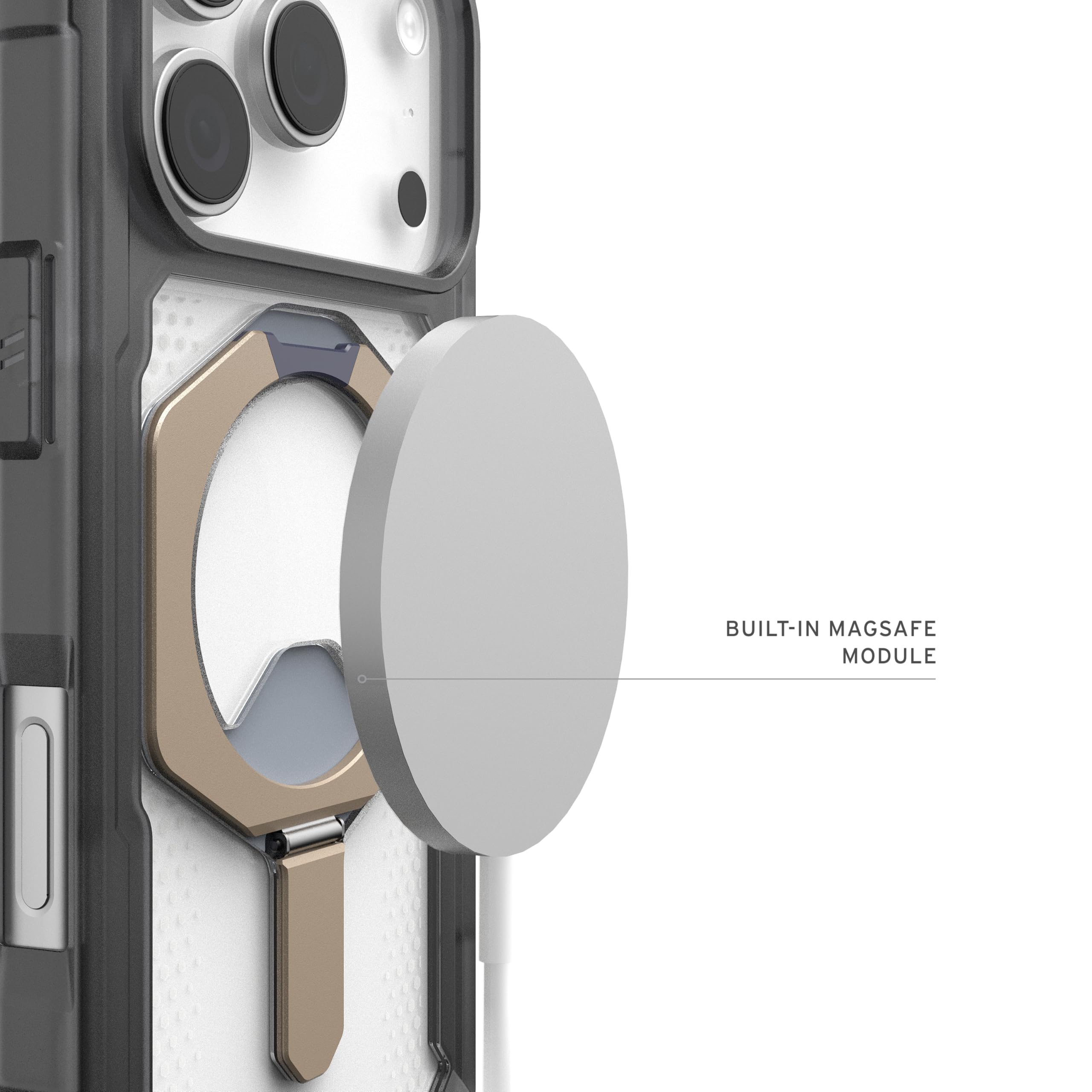 URBAN ARMOR GEAR UAG Designed for iPhone 17 Pro Case with Kickstand Plasma XTE - Compatible with MagSafe Transparent Military Grade Protective Cover, Ash/Titanium - Image 4