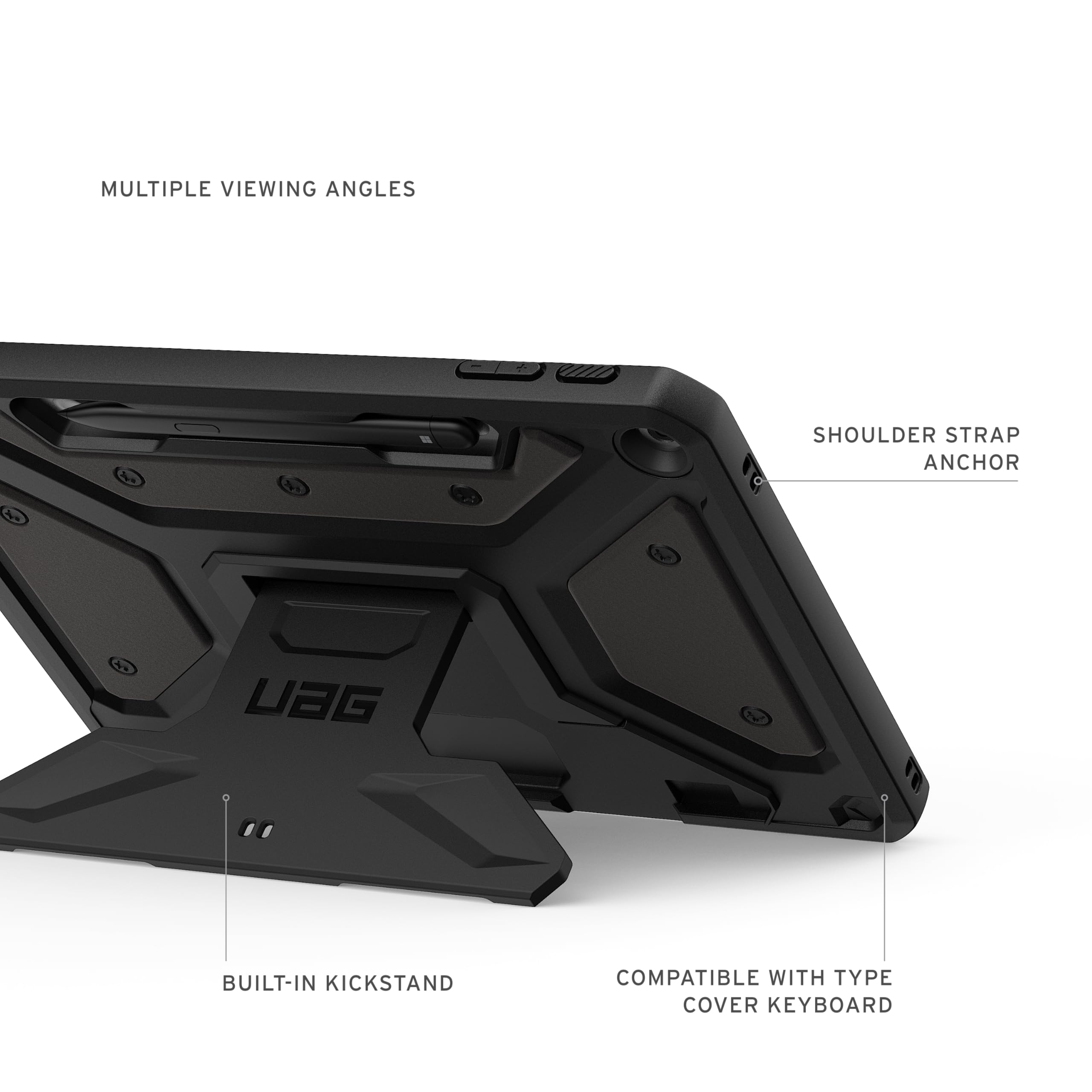 URBAN ARMOR GEAR UAG Designed for Microsoft Surface Pro 1st Edition 12" Case - Rugged Protective Cover with Multi-Angle Built-in Kickstand & Pen Holder Military Grade Drop Proof, Metropolis SE Black - Image 6