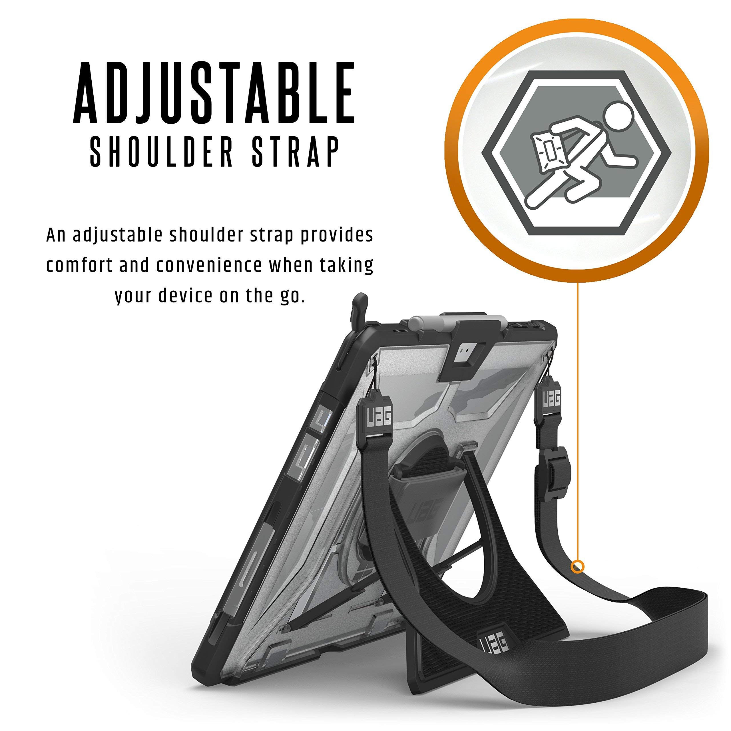 URBAN ARMOR GEAR UAG Designed for Microsoft Surface Pro 7 Plus/Pro 7/Pro 6 Case Plasma - Built-in Hand Strap & Shoulder Strap Rugged Military Graded Protective Cover, Ice - Image 5