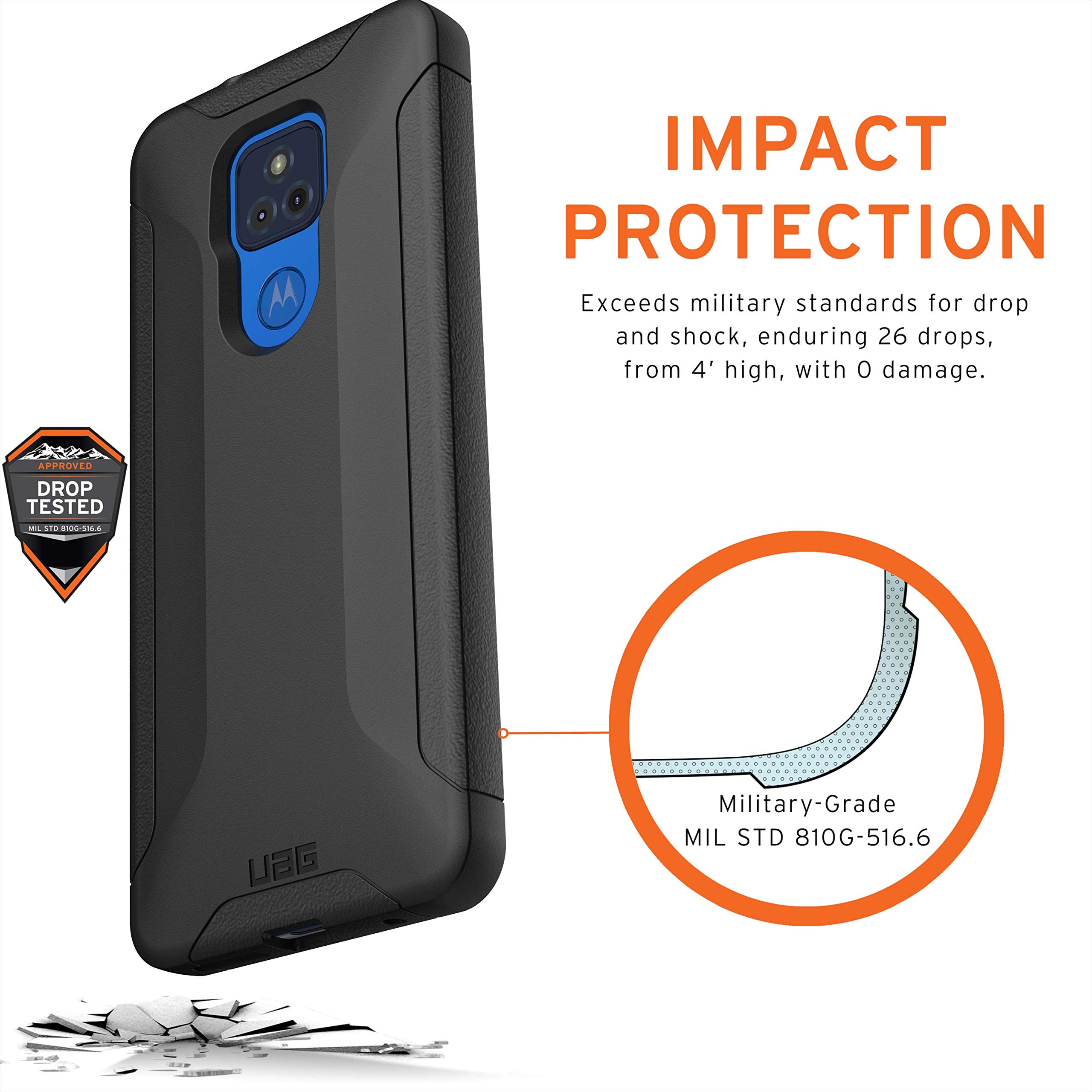 URBAN ARMOR GEAR UAG Designed for Moto G Play (2021) Case (Compatible with North American Model Only) Scout Rugged Sleek Shockproof Lightweight Military Drop Tested Protective Cover, Black - Image 3
