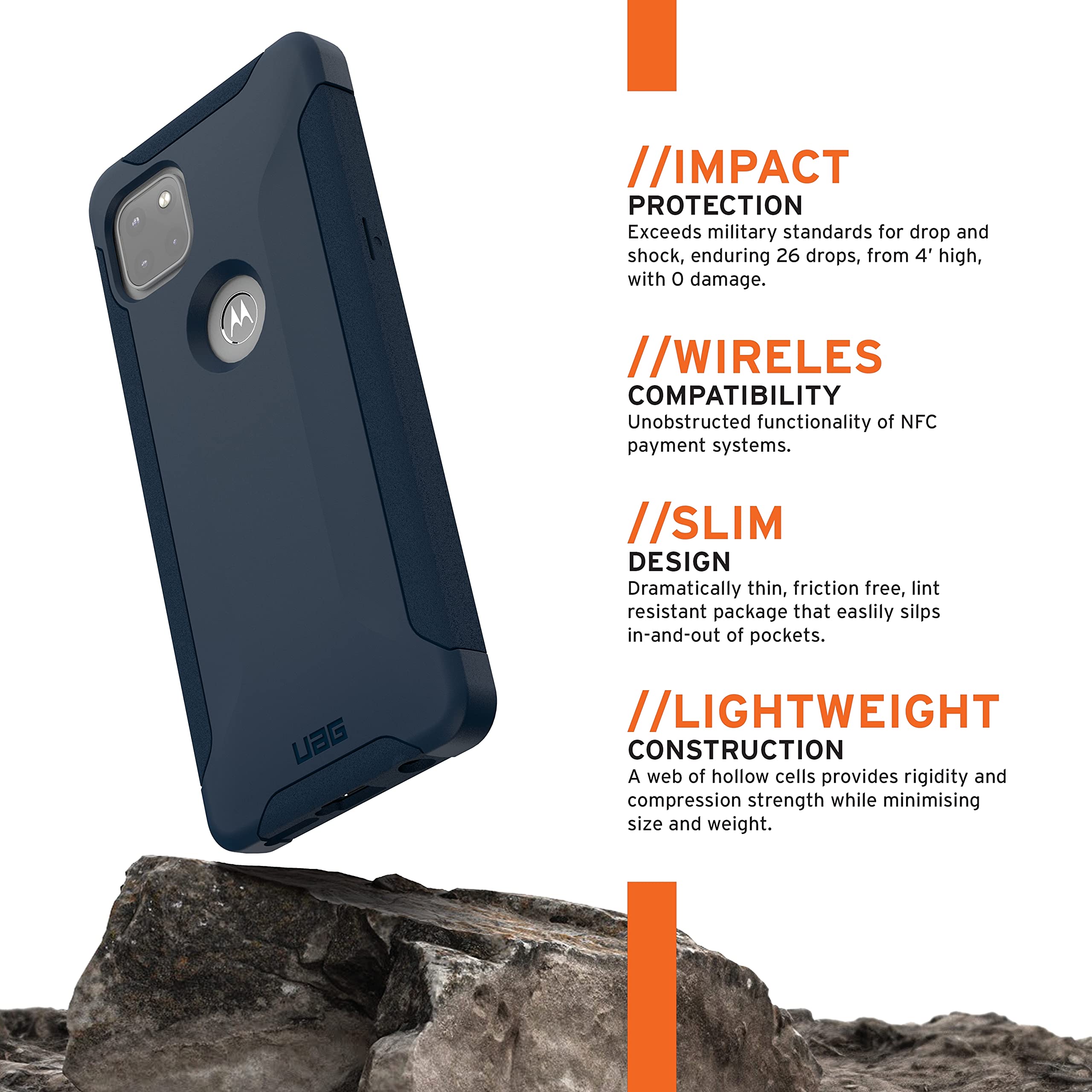 URBAN ARMOR GEAR UAG Designed for Motorola Moto One 5G Ace Case (2021) [6.7-inch Screen] Scout Rugged Sleek Shockproof Lightweight Antimicrobial Military Drop Tested Protective Cover, Mallard - Image 3