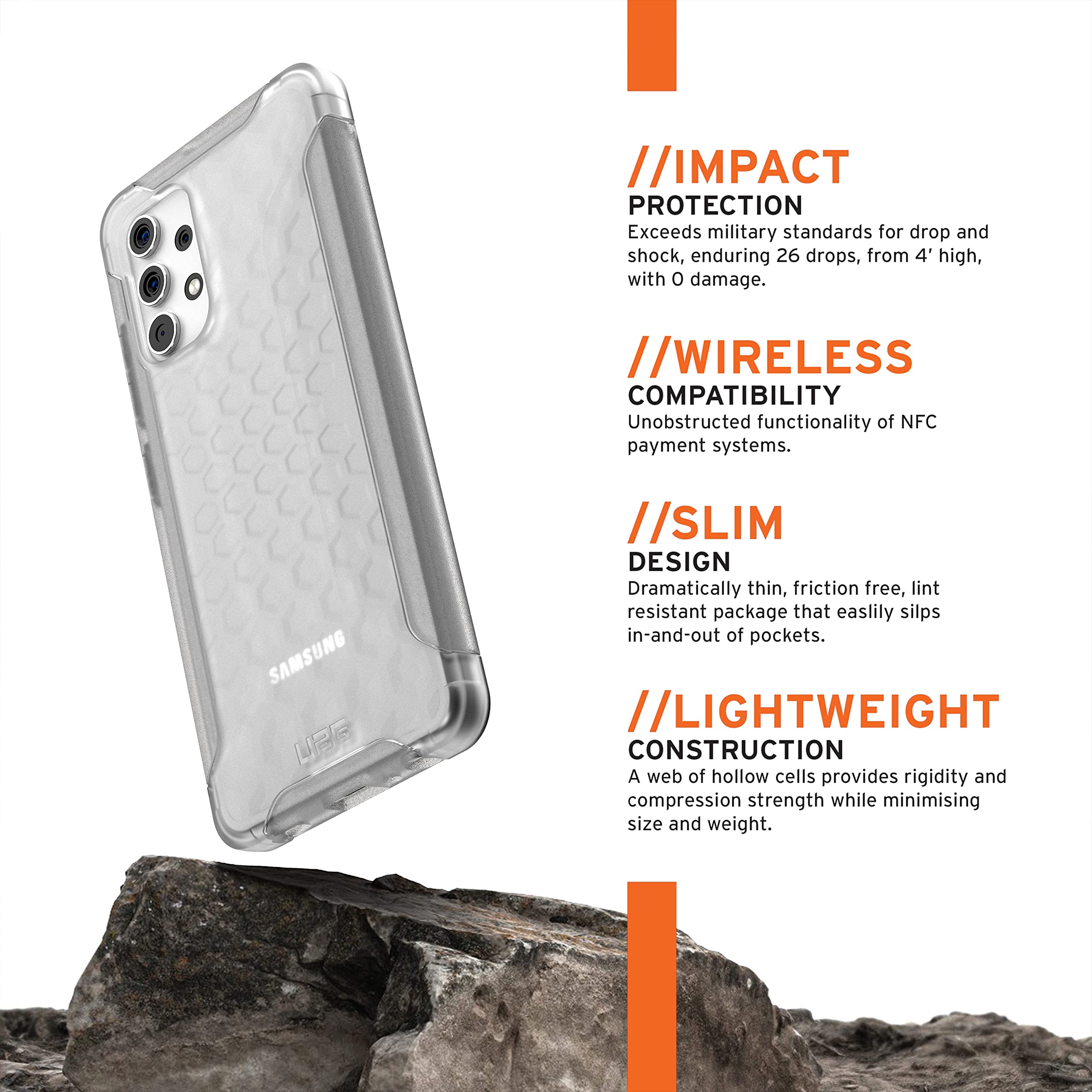URBAN ARMOR GEAR UAG Designed for Samsung Galaxy A32 4G (SM-A325M/DS) Case [6.4-inch Screen] Scout Rugged Sleek Shockproof Lightweight Antimicrobial Military Drop Tested Protective Cover, Frosted Ice - Image 3
