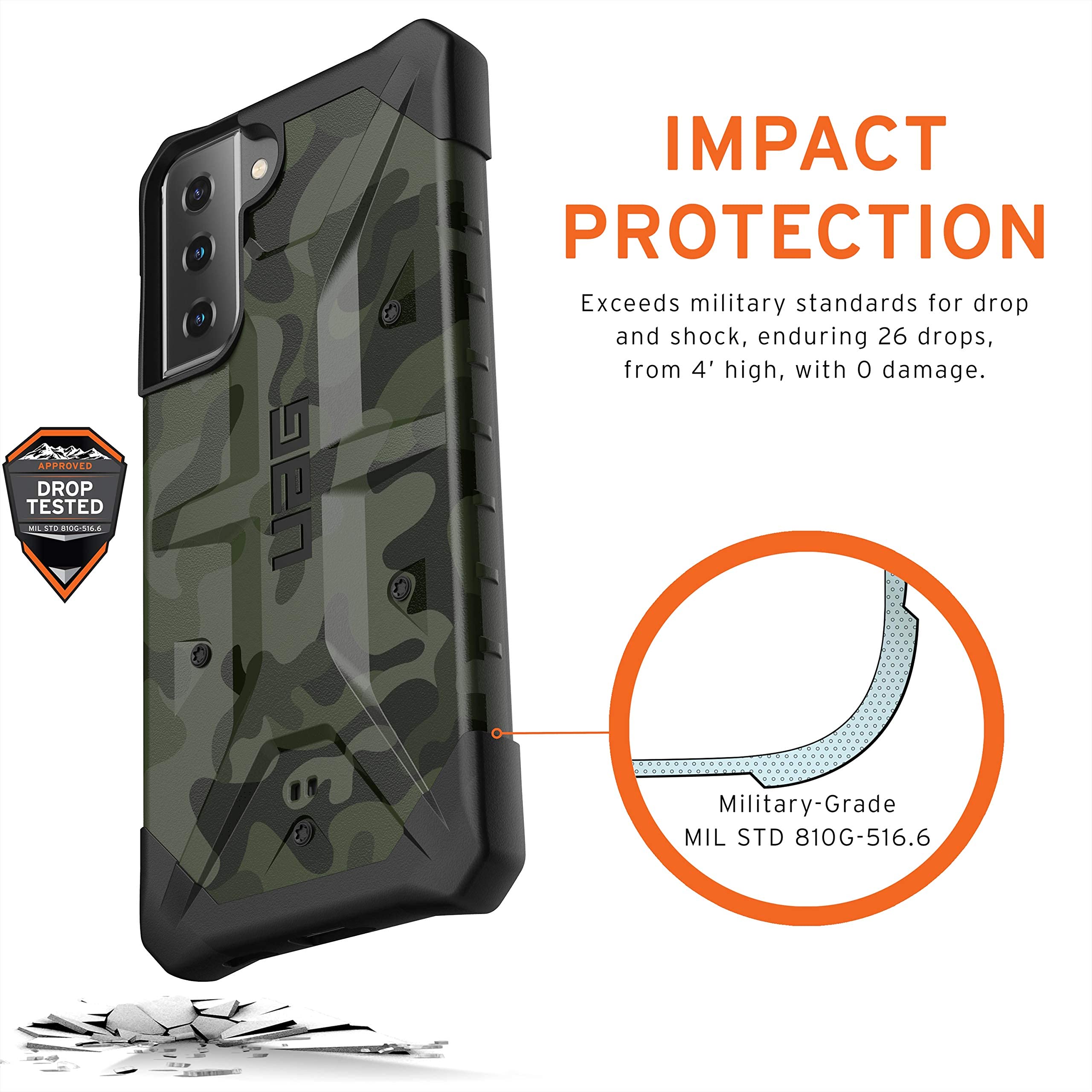 URBAN ARMOR GEAR UAG Designed for Samsung Galaxy S21 Plus Case Camo Forest Rugged Lightweight Slim Shockproof Pathfinder SE Protective Cover, [6.7 inch Screen] - Image 3