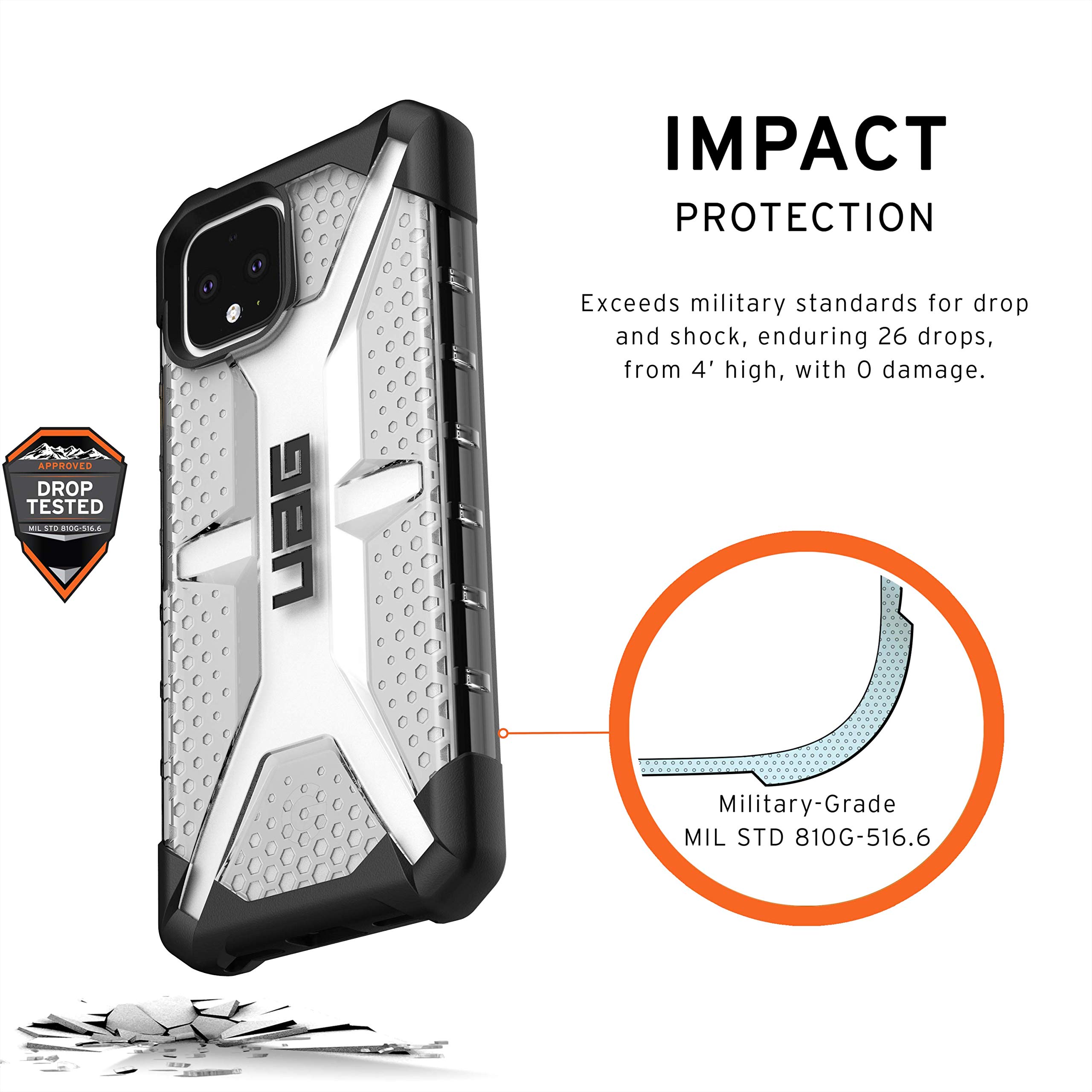 URBAN ARMOR GEAR UAG Made for Google Pixel 4 [5.7-inch Screen] Plasma Feather-Light Rugged [Ice] Military Drop Tested Case - Image 3