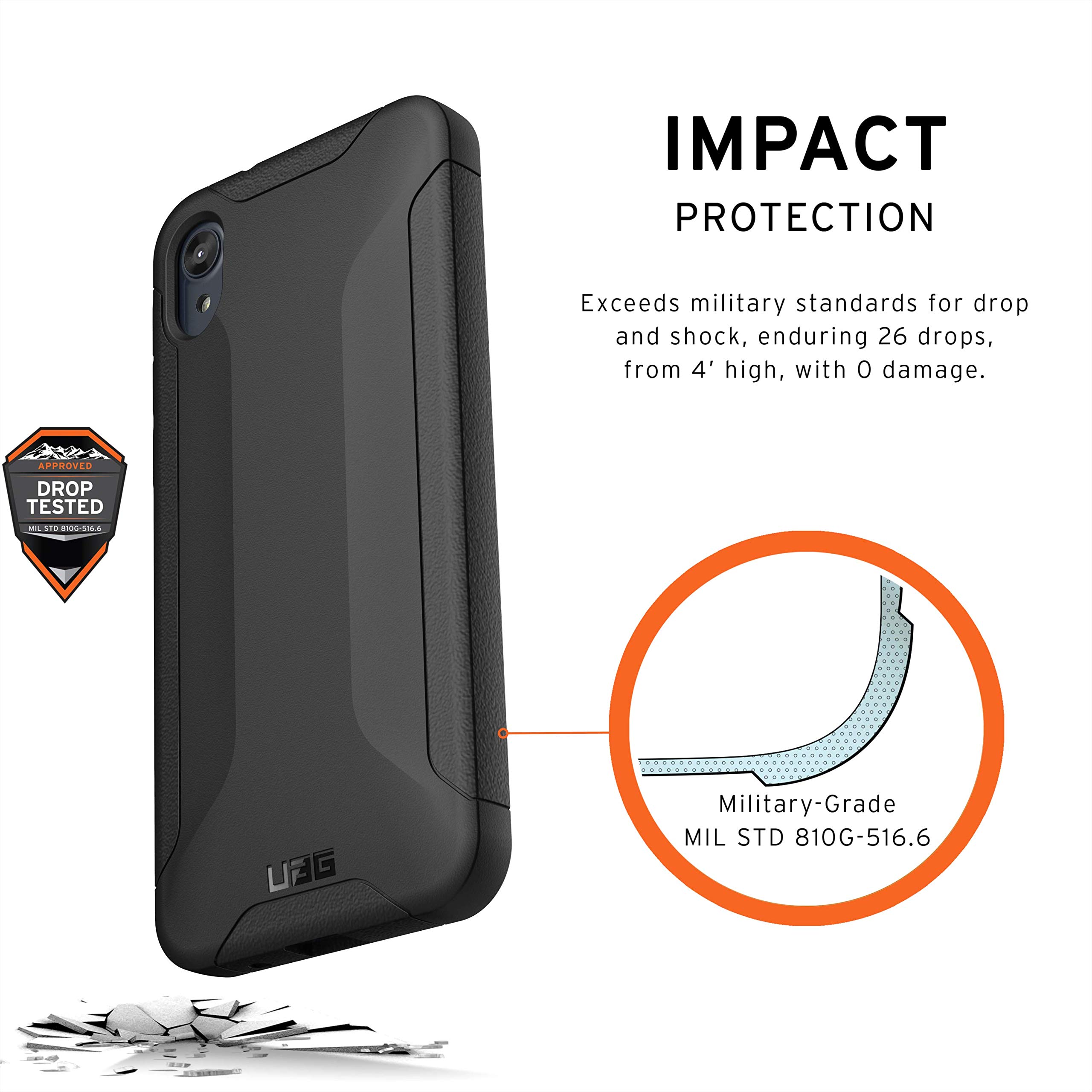 URBAN ARMOR GEAR UAG Made for Moto E6 Scout Feather-Light Rugged [Black] Military Drop Tested Phone Case - Image 3