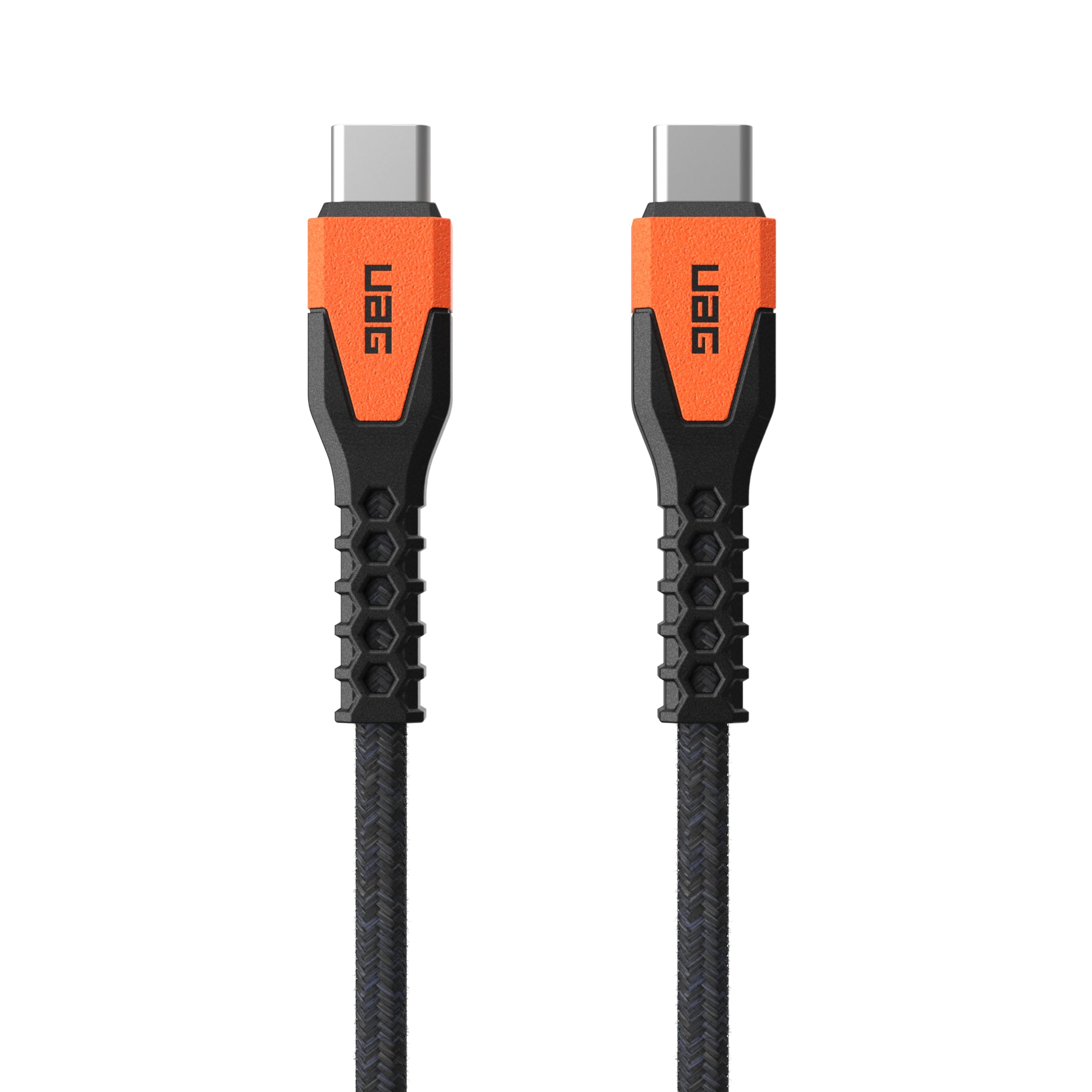 URBAN ARMOR GEAR UAG Rugged Kelvar Core USB-C to USB-C Cable 5ft/1.5m 60W Power Delivery PD Reinforced Fast Charging Cable for iPhone 17, MacBook, iPad Pro, Samsung Galaxy S26, Black/Orange - Image 6