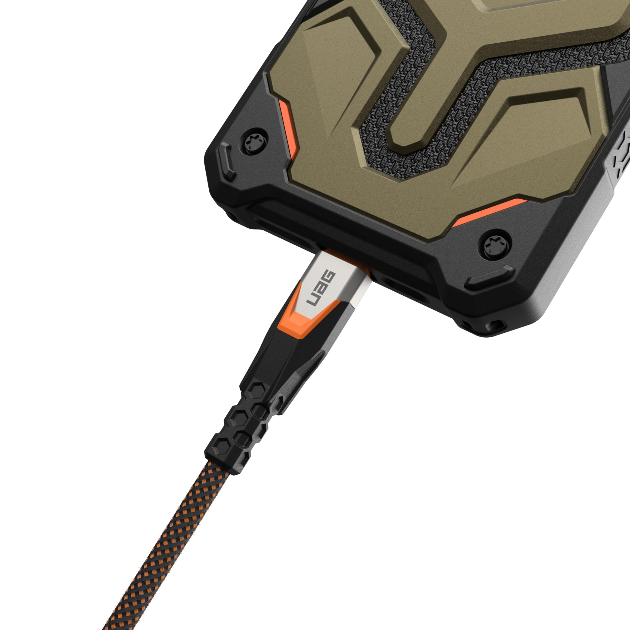 URBAN ARMOR GEAR UAG SRGE USB 3.2 Gen 2 240W 20Gbps USB-C to USB-C Cable 2.5ft Rugged Reinforced SuperSpeed Fast Charging Cable with Strap Compatible with iPhone 17, Galaxy S26 & MacBook, Black/Orange - Image 4