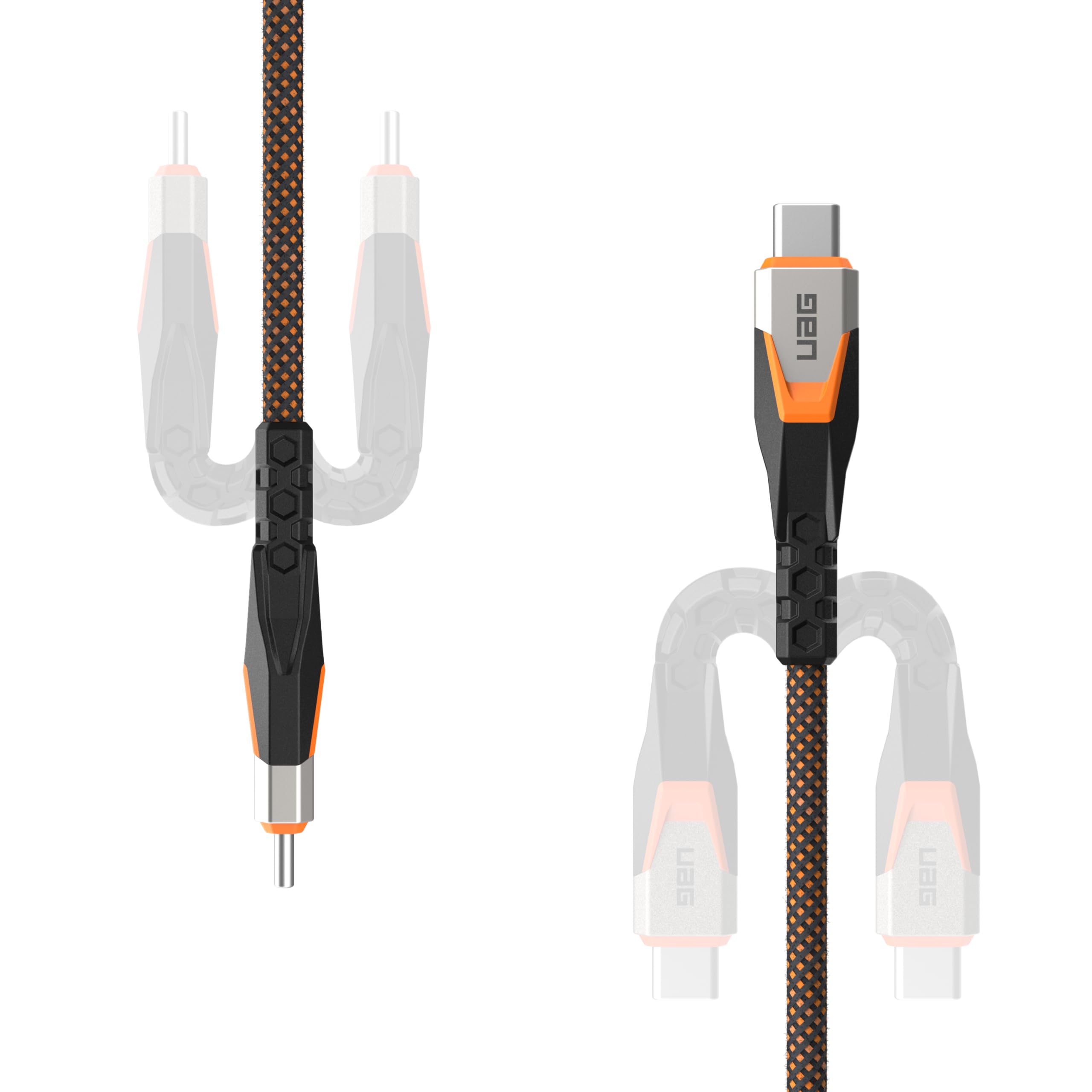URBAN ARMOR GEAR UAG SRGE USB 3.2 Gen 2 240W 20Gbps USB-C to USB-C Cable 2.5ft Rugged Reinforced SuperSpeed Fast Charging Cable with Strap Compatible with iPhone 17, Galaxy S26 & MacBook, Black/Orange - Image 9