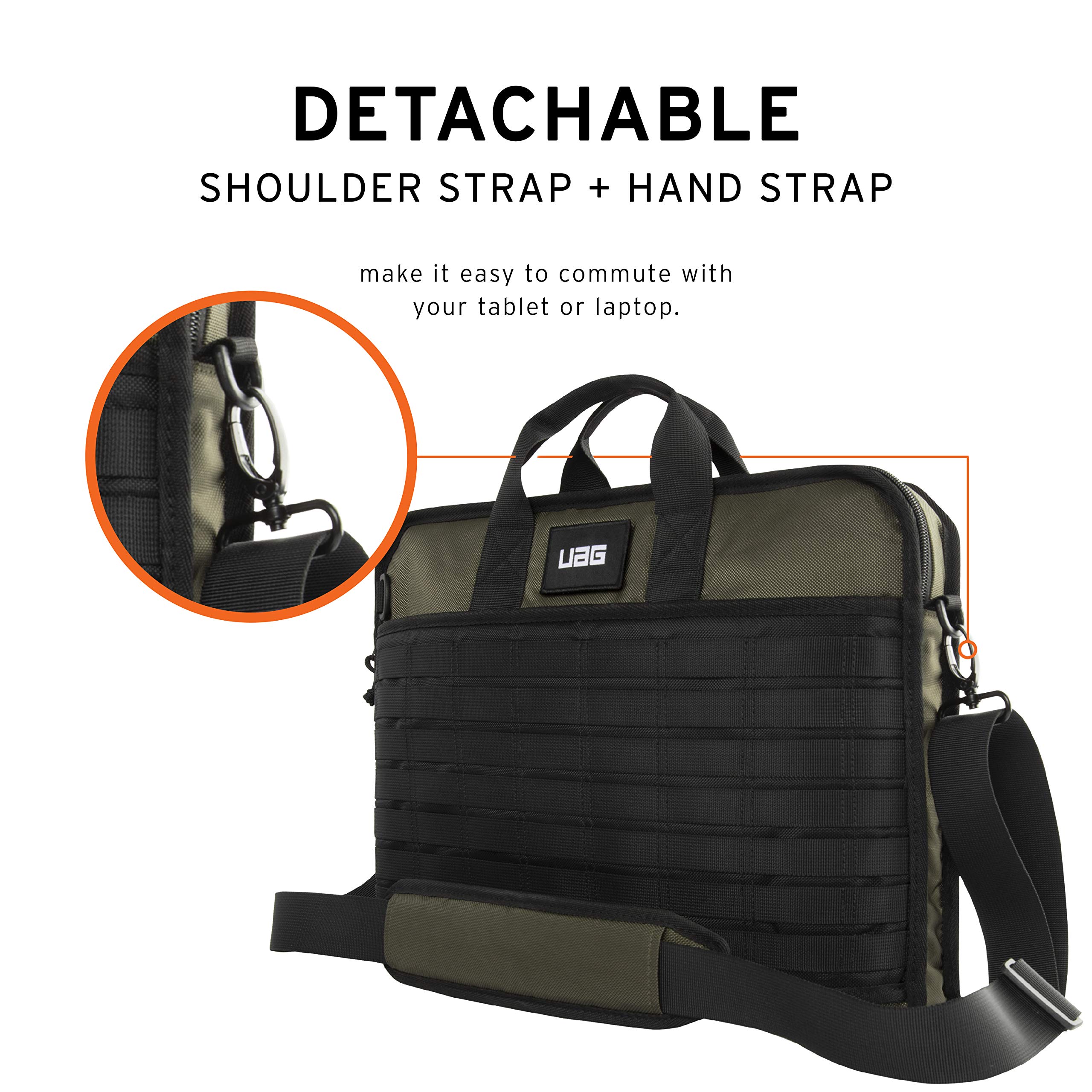 URBAN ARMOR GEAR UAG Tactical 14-inch Slim Brief, fits Most Devices up to 13-inch to 14-inch, Rugged Protective Slim Secure Laptop Tablet Carrying Bag with Shoulder Strap, Olive - Image 3