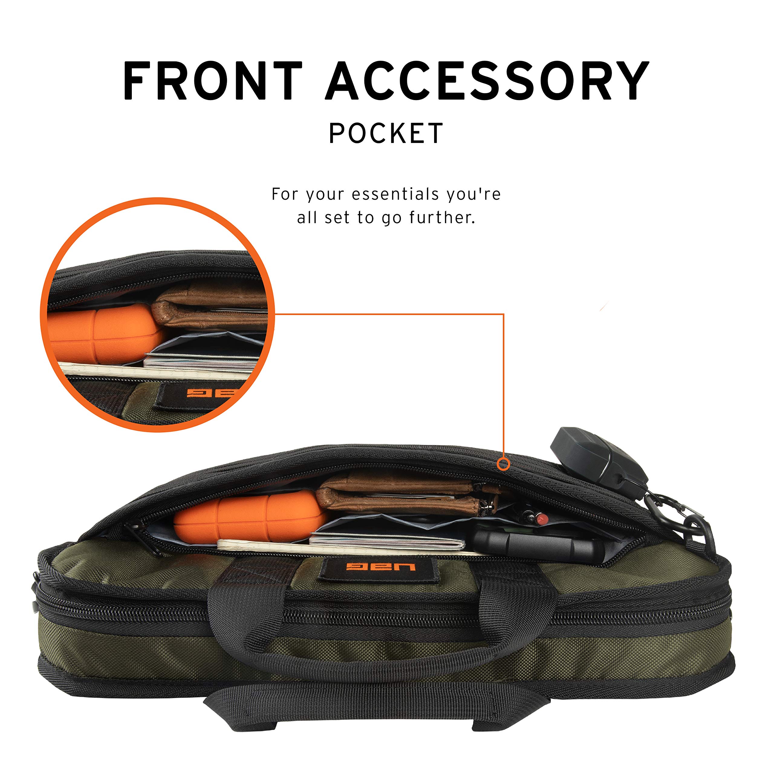 URBAN ARMOR GEAR UAG Tactical 14-inch Slim Brief, fits Most Devices up to 13-inch to 14-inch, Rugged Protective Slim Secure Laptop Tablet Carrying Bag with Shoulder Strap, Olive - Image 4