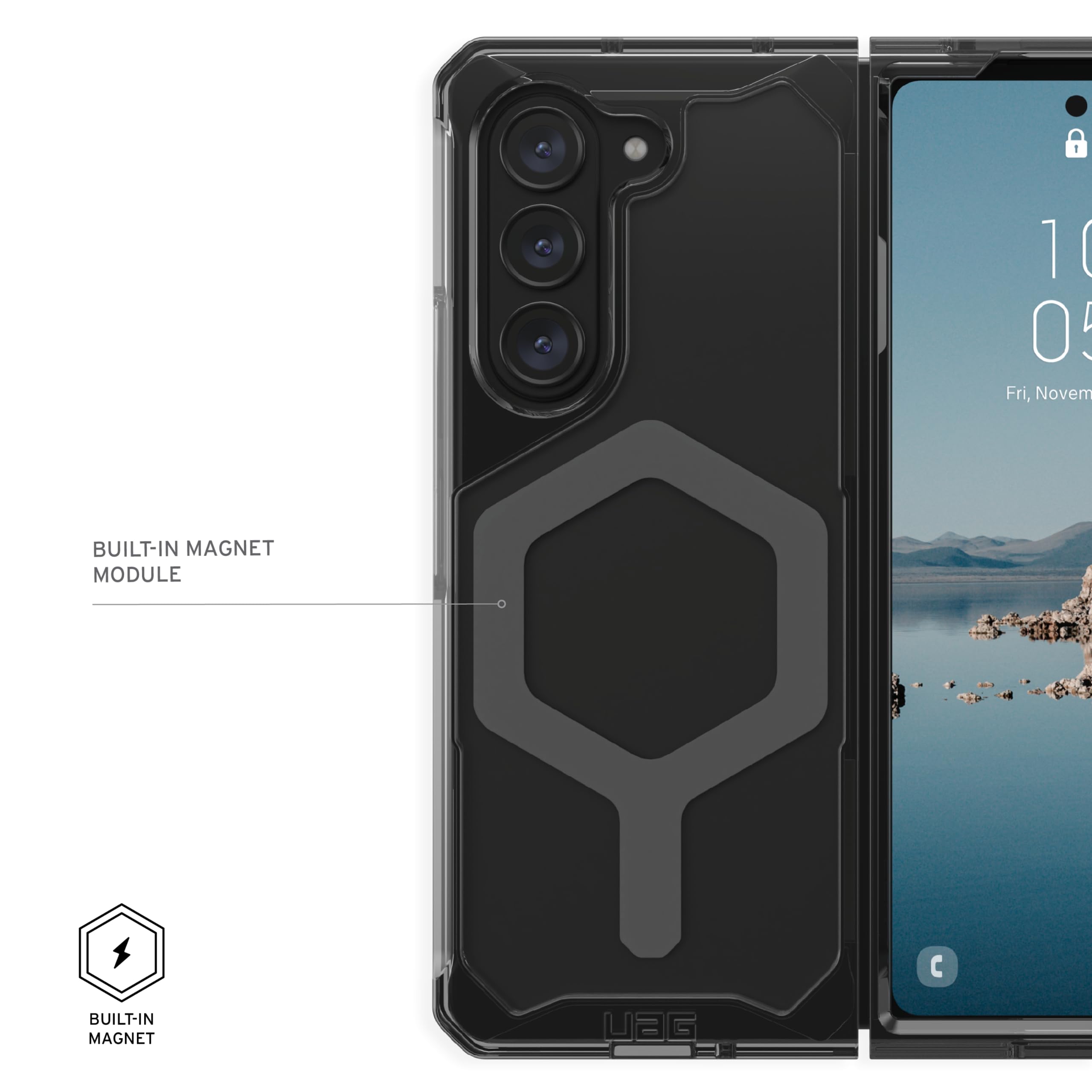 URBAN ARMOR GEAR [Updated Version] UAG Case for Samsung Galaxy Z Fold 5 2023 Plyo Pro Ash/Space Grey, Rugged Anti-Yellowing Transparent Clear Compatible with Magnetic Charging Protective Cover - Image 8